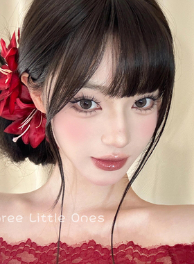 绮红纯魅~红色百合花朵发夹女侧边碎发刘海鸭嘴夹子发卡新款头饰