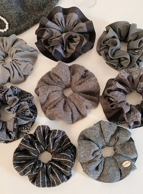 灰色系合集百搭大肠发圈扎头女高级感丸子头低侧马尾发饰韩系头绳