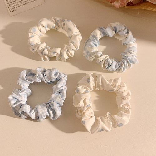 蓝色小肠发圈女高级感甜美可爱