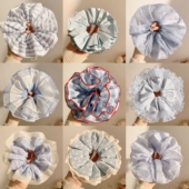 清仓 满9.9包油 超好看蓝色扎发大肠发圈女高级感丸子头绳发饰