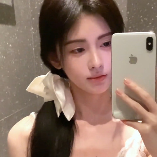鞠婧祎同款白色缎面方巾大肠发圈女高级感韩系超大慵懒风头绳发饰
