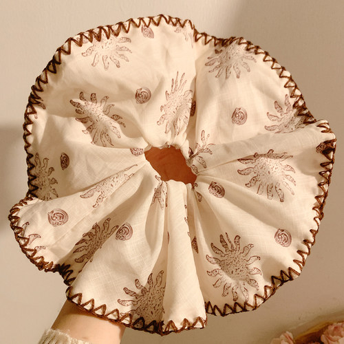 复古波澜大肠发圈女海滩度假风