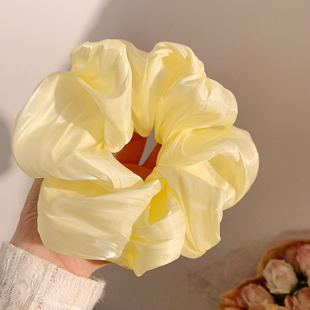 黄色缎面大肠发圈女高级感扎头发低马尾头饰丸子头百搭新款 发绳