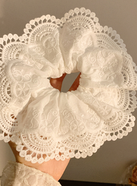 清纯月光白色蕾丝花边大肠发圈女高级感韩系温柔大号头绳头饰发饰