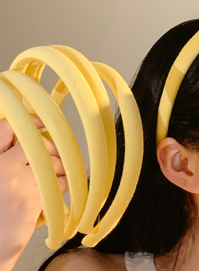 奶油色~简约小鸡黄色细款发箍女高颅顶外出百搭发卡压发头箍发饰