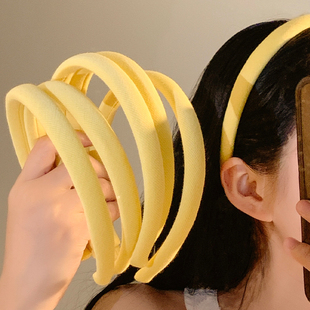 奶油色 发箍女高颅顶外出百搭发卡压发头箍发饰 简约小鸡黄色细款