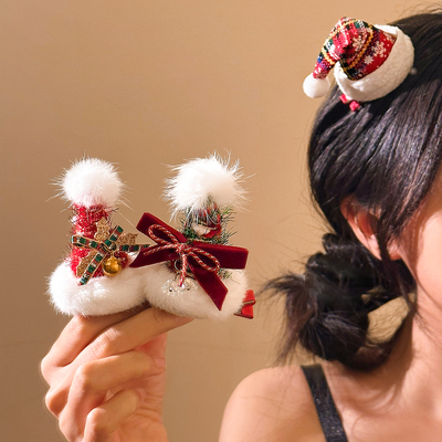 可爱红色圣诞树帽子发夹