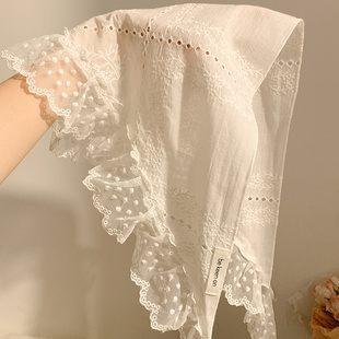 超仙白色蕾丝包头三角头巾女高级感发带丝巾屁帘海边2025新款 春季