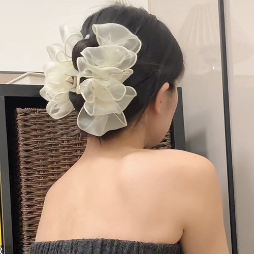 韩系泡泡纱大号抓夹女高级感