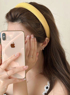 韩系黄色高颅顶发箍女高级感日常外戴洗脸压发气质头箍发卡头饰