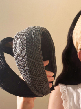 秋冬灰色毛线针织宽边发箍女法式温柔头饰洗脸压发日常外戴头箍