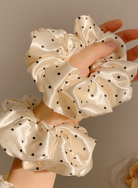 法式复古波点大肠发圈女高级感缎面韩系百搭发绳头绳发饰大号头饰