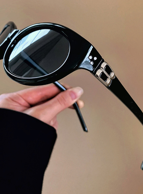 复古黑色超大太阳墨镜小众设计感