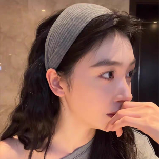 易梦玲同款韩系灰色针织宽边发箍女高颅顶洗脸专用敷面膜发饰头箍
