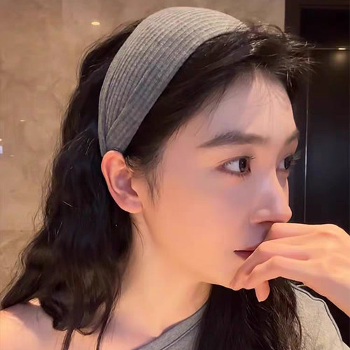 易梦玲同款韩系灰色针织宽边发箍女高颅顶洗脸专用敷面膜发饰头箍