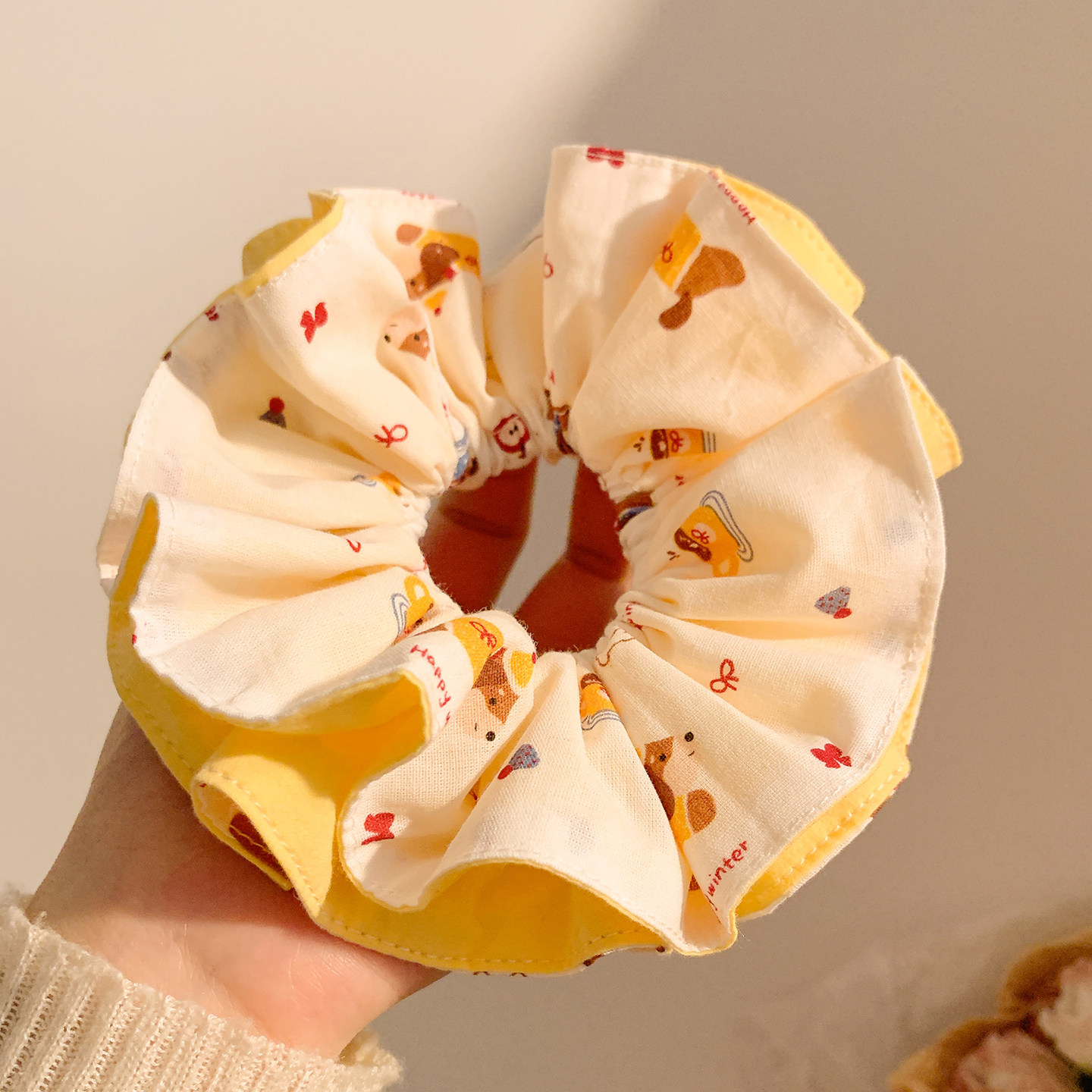 可爱黄色小狗双层大肠发圈女丸子头扎头发头绳韩系百搭超大发饰,饰品/流行首饰/时尚饰品新,发饰,淘宝优惠券,粉丝福利购,淘宝优惠卷