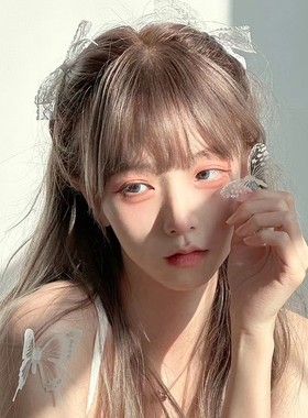 超仙白色蕾丝蝴蝶结发夹女森系仙美高级感鸭嘴侧边夹子bb头饰发卡