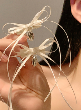 爱心白色蝴蝶结丝带发夹女刘海侧边夹对夹高级感夹子头饰发卡发饰