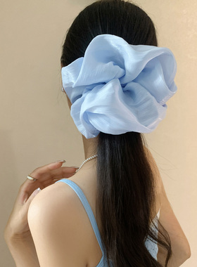 海风微澜~蓝色大肠发圈女高级感扎头发大号头绳慵懒风低马尾发饰