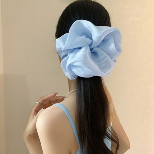 海风微澜~蓝色大肠发圈女高级感扎头发大号头绳慵懒风低马尾发饰