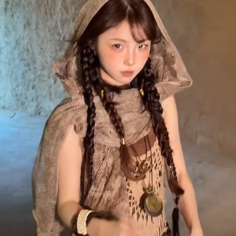 波西米亚y2k迷彩头巾女废土风