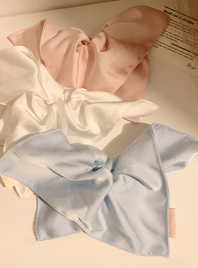 鞠婧祎同款白色方巾大肠发圈女高级感韩系慵懒风大号头绳方形发饰