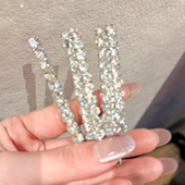 银色水钻发夹边夹侧边女高级感精致一字夹韩系碎发刘海发卡慵懒风