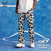 直筒休闲卫裤 维动奶牛花裤 篮球训练运动长裤 美式 子九分男春夏薄款