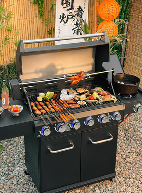燃气烧烤炉家用别墅庭院民宿烧烤架户外商用烤肉炉美式bbq grill