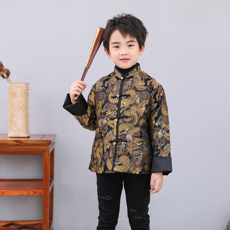 兒童唐裝薄款男童拜年服中國風(fēng)中大童寶寶新年裝春裝民族風(fēng)外套潮