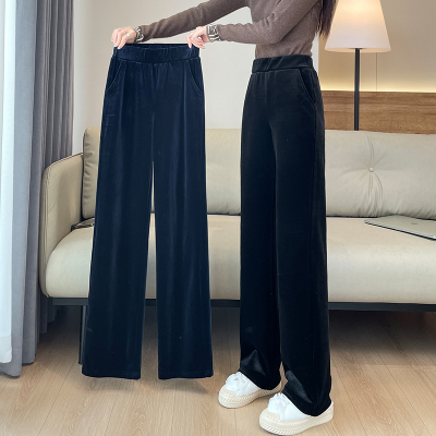 金丝绒阔腿裤女秋冬加绒丝绒裤子