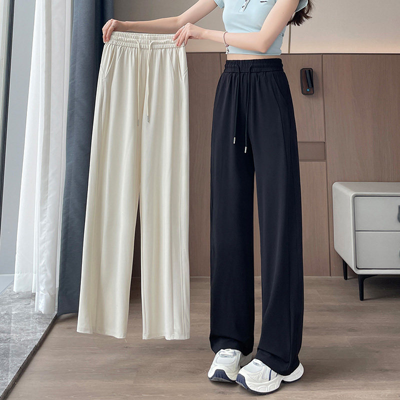 冰丝阔腿裤女夏薄款2026新款女款运动裤卫裤高腰直筒裤子休闲女裤图片