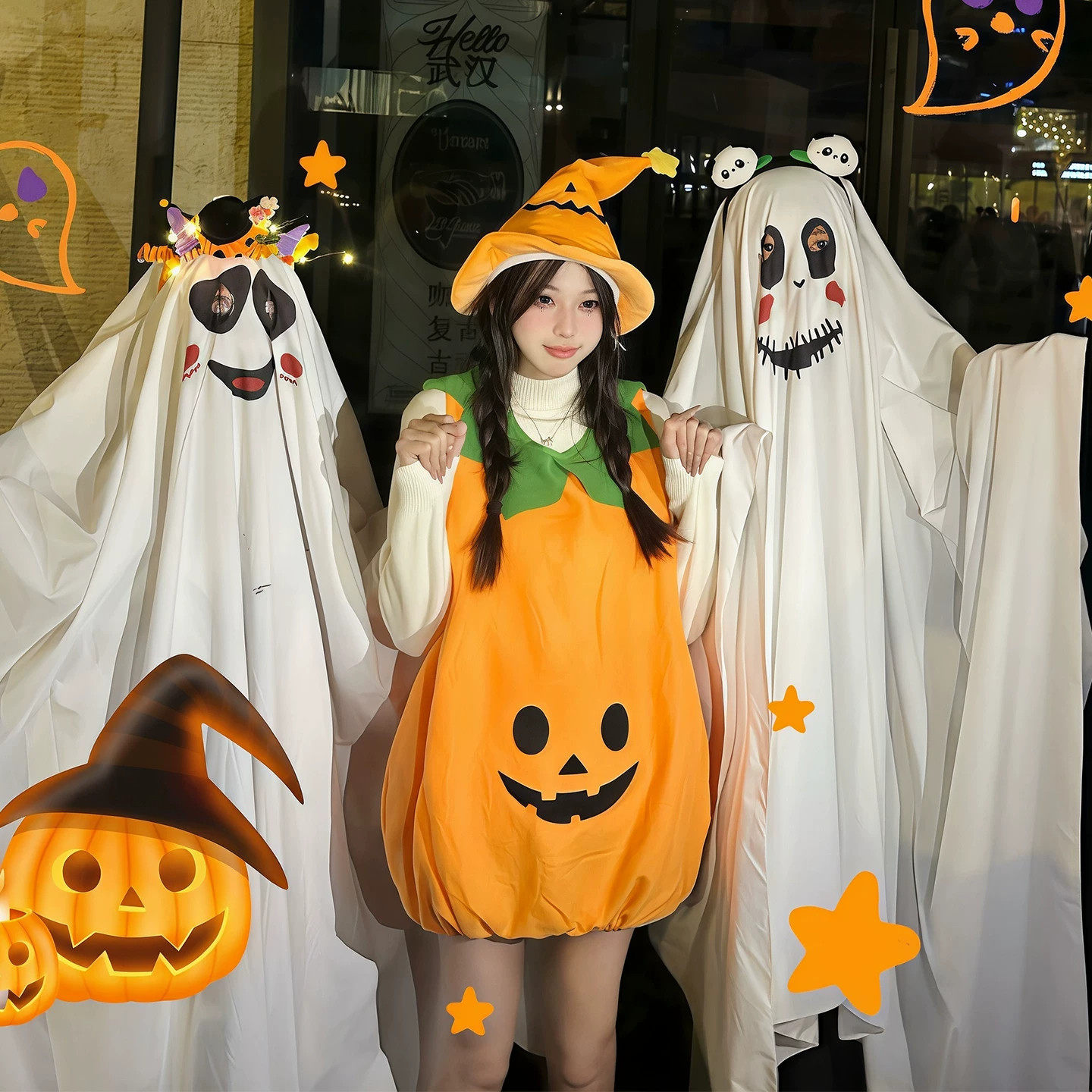 万圣节南瓜衣服cos服装儿童成人装扮穿搭演出服道具搞怪裙子女装