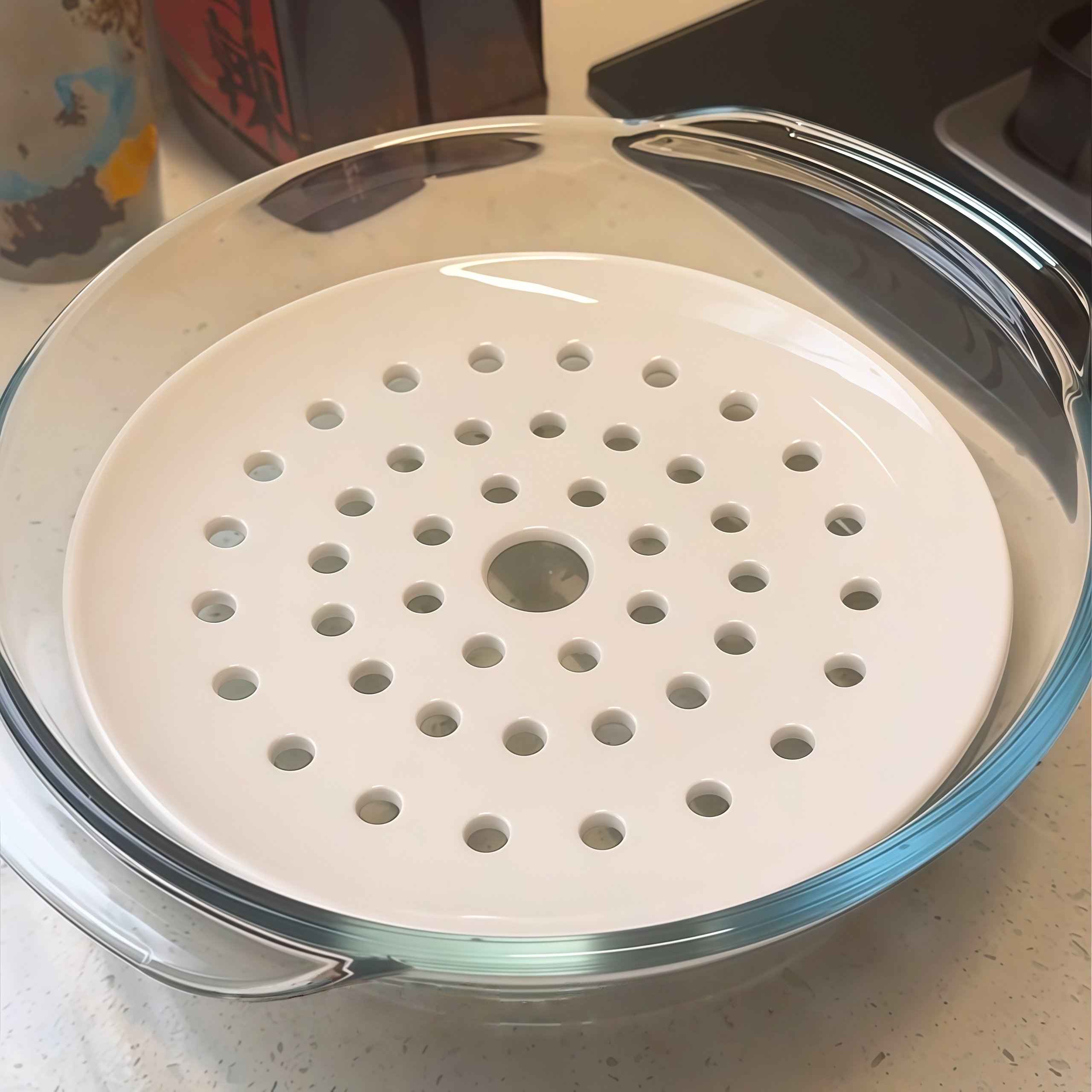 微波炉蒸笼陶瓷蒸盘细孔多孔万用食品级圆形蒸海鲜蒸片蒸鱼蒸包子