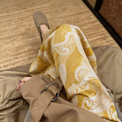 遛弯裤子女夏薄款棉绸裤可外穿高腰宽松休闲裤阔腿长裤睡裤凉凉裤