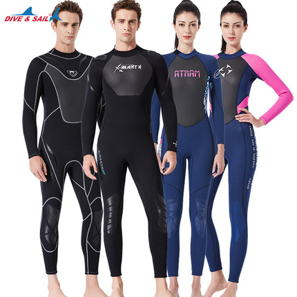 DIVE&SAIL情侣连体潜水服1.5/3MM加厚保暖水母衣男女防嗮防寒泳衣