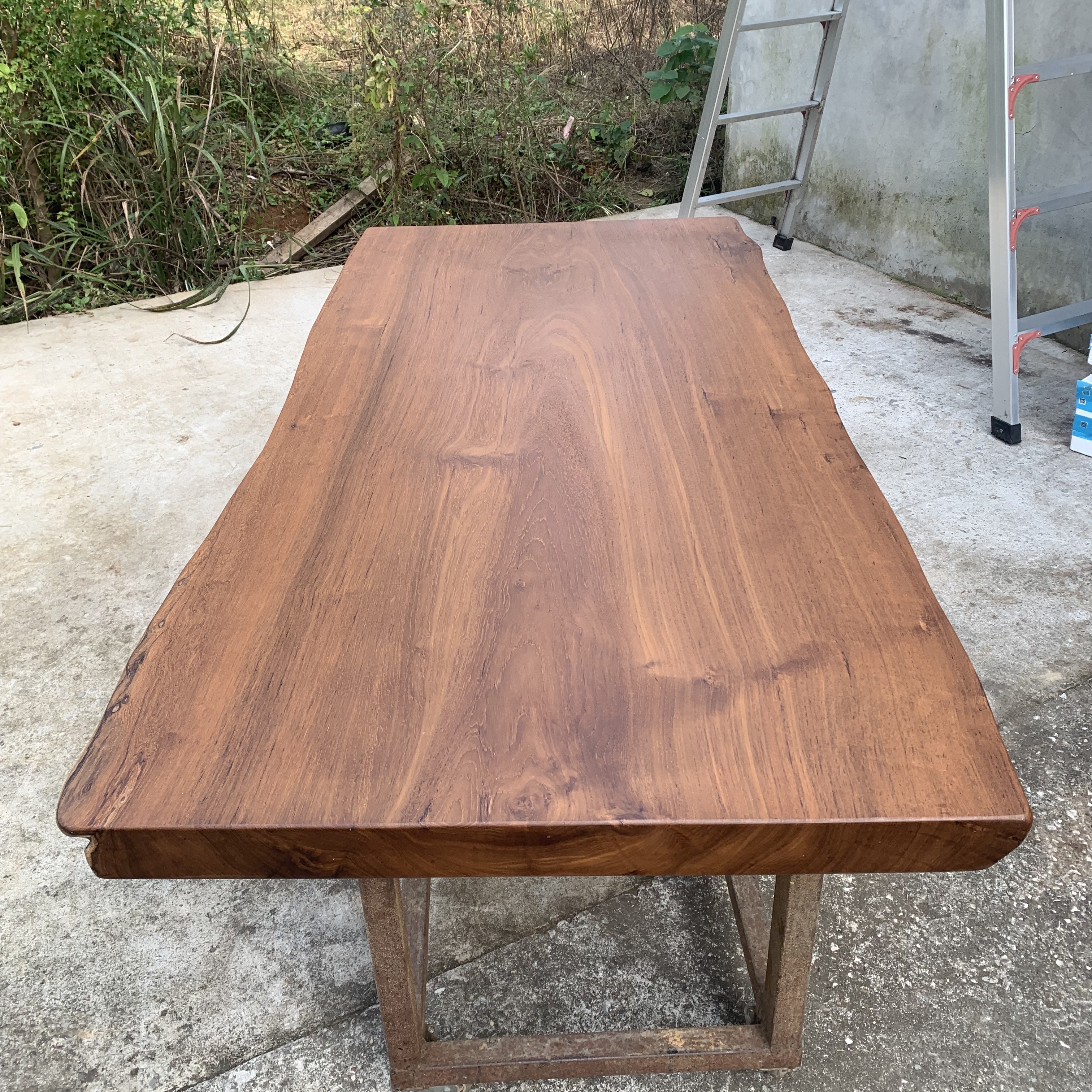 缅甸柚木现货实木整木大板桌板餐桌茶桌厨房岛台书桌办公桌电脑桌