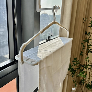 大衣架晒被子床单家用可伸缩杆加长大号阳台晾晒被套浴巾神器 日式