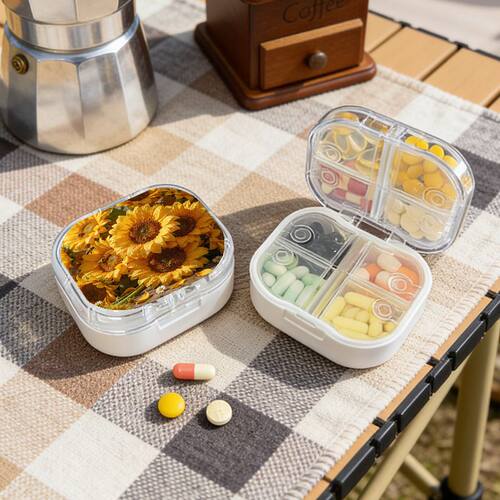 大片向日葵居家旅行分格装药八格独立药盒七天药片不串味随身盒