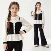 新款 女童春装 娃娃衫 上衣春秋儿童装 小香风上衣 洋气时髦假两件长袖