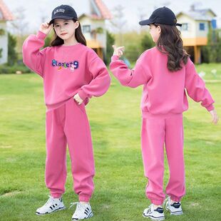 女童卫衣套装春秋2026新款儿童洋气宽松长袖上衣女孩韩范休闲潮衣