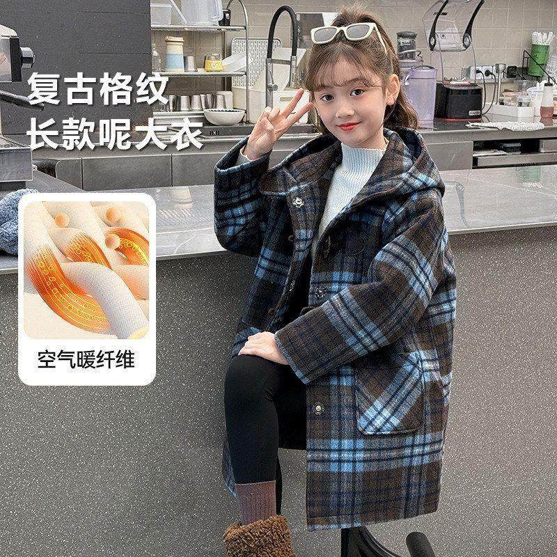 女童秋冬款加棉加厚呢大衣女童