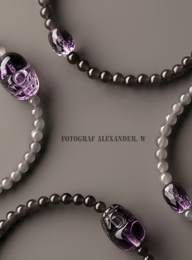 大巳沉香收藏级和田烟紫玉手链 搭配紫水晶招财貔貅 小精品