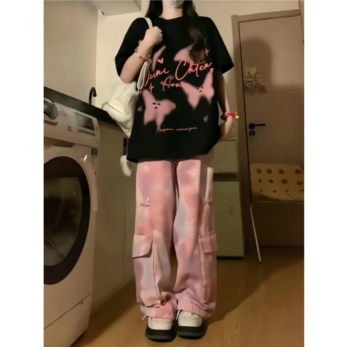 小清新时尚宽松T恤套装女学生夏季新款韩版休闲工装裤ins两件套装