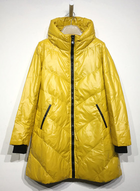 确需潮系列 D81141 时尚长款羽绒服品牌女装折扣备