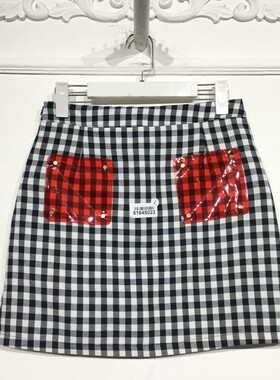 潮系列 8164S022 时尚毛呢短裙品牌女装折扣颦