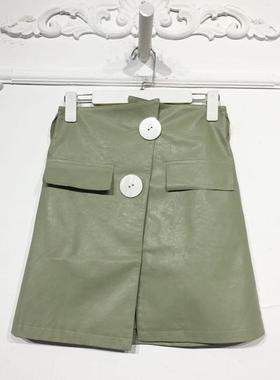 潮系列 8153S135 时尚PU皮短裙品牌女装折扣颦