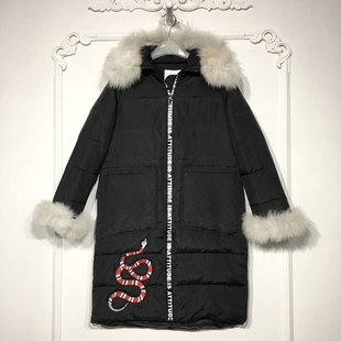 真毛领羽绒服品牌女装 时尚 折扣颦 8279S033 潮系列