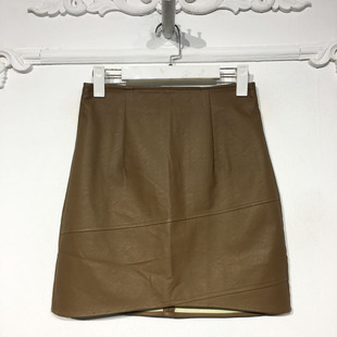 PU皮短裙品牌女装 时尚 折扣颦 8335S109 录系列
