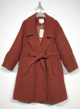 文M系列 D88534 时尚长款毛呢外套品牌女装折扣颦